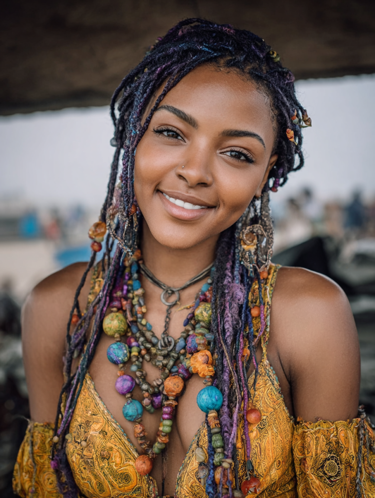 Fulani Natural Hair: Braids with Colorful Beads