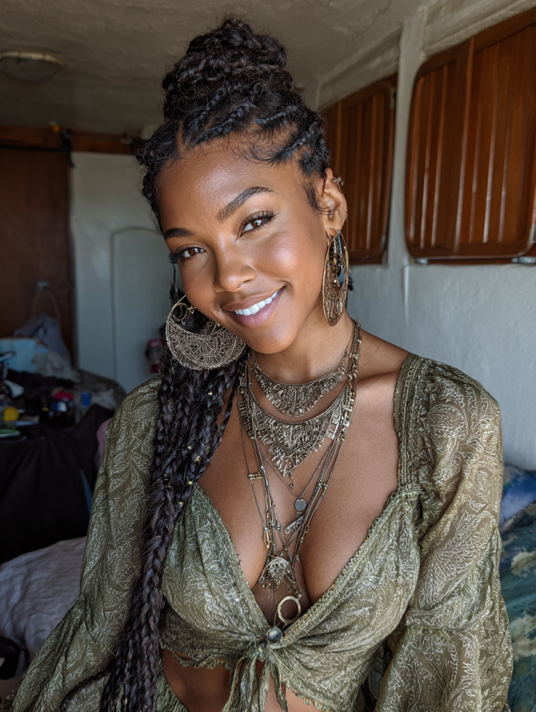 Fulani Natural Hair: Boho Braids With Designs