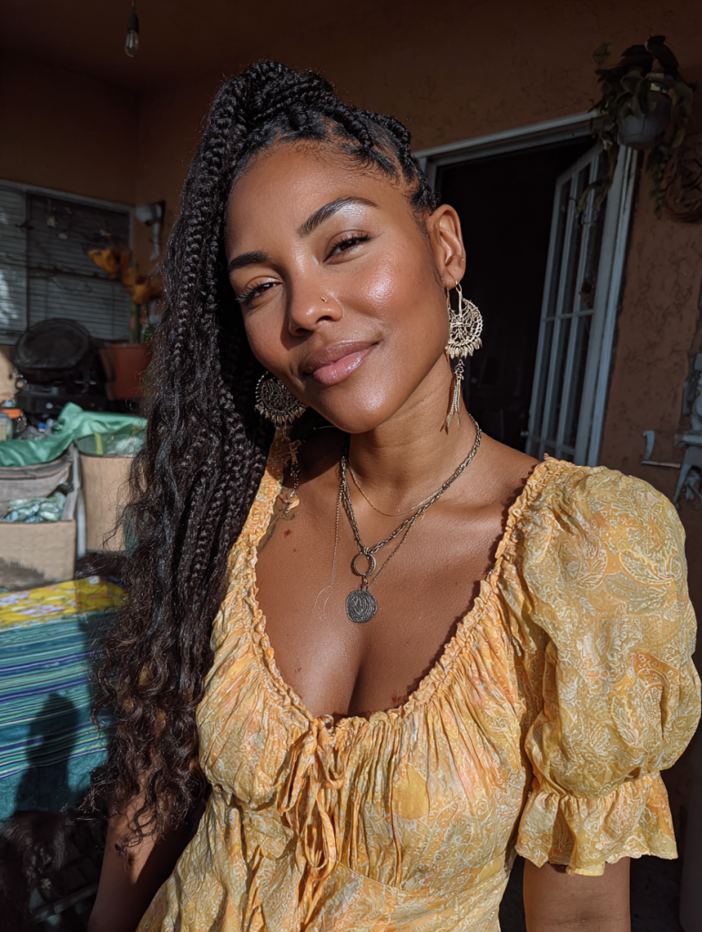 Fulani Natural Hair: Lemonade Knotless Braids Boho