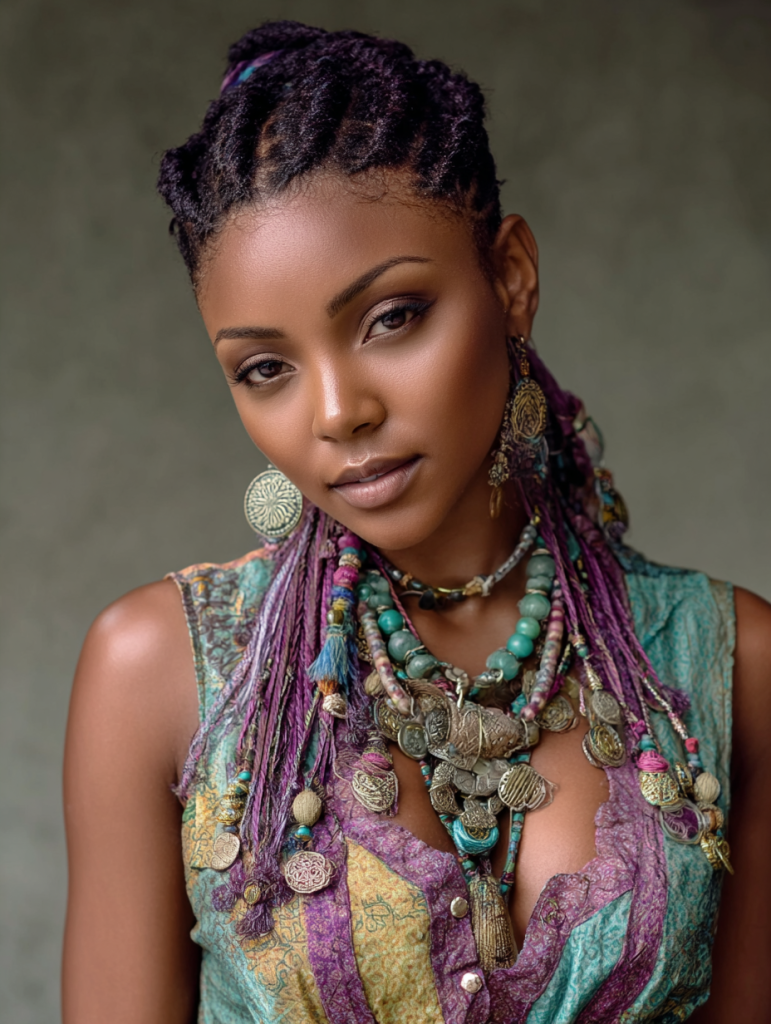 Fulani Natural Hair: Fulani Braids with Colored Accents