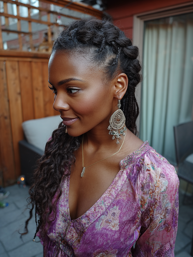 Fulani Natural Hair: Half-Up Half-Down Braids