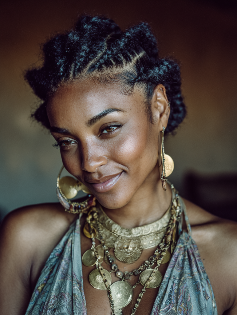 Fulani Natural Hair: Criss-Cross Braided Crown