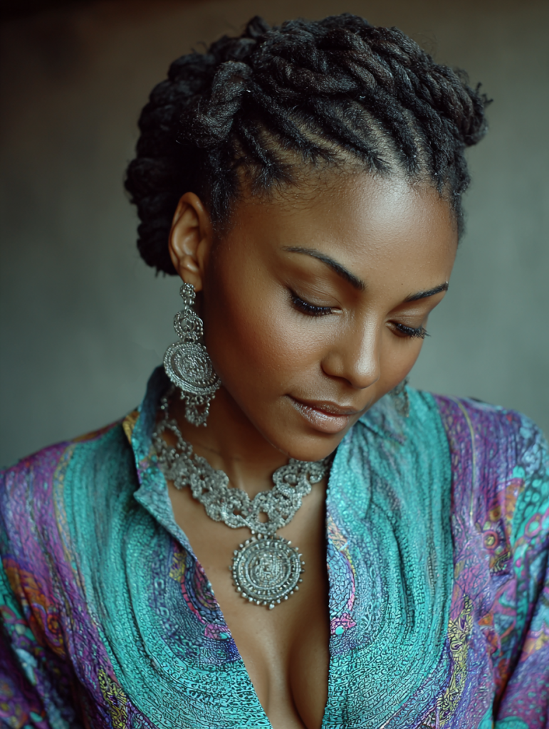 Fulani Natural Hair: Braided Bun Updo