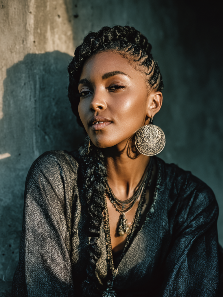 Fulani Natural Hair: Side-Swept Fulani Braids