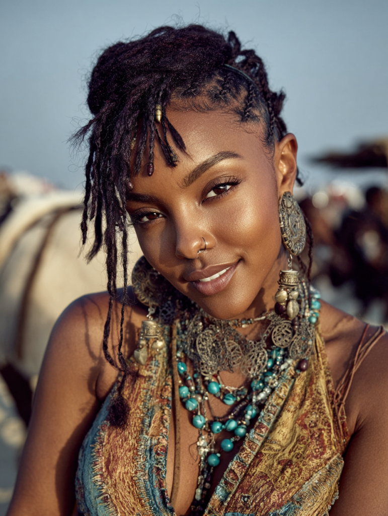 Fulani Natural Hair: Braided Bangs with Beads