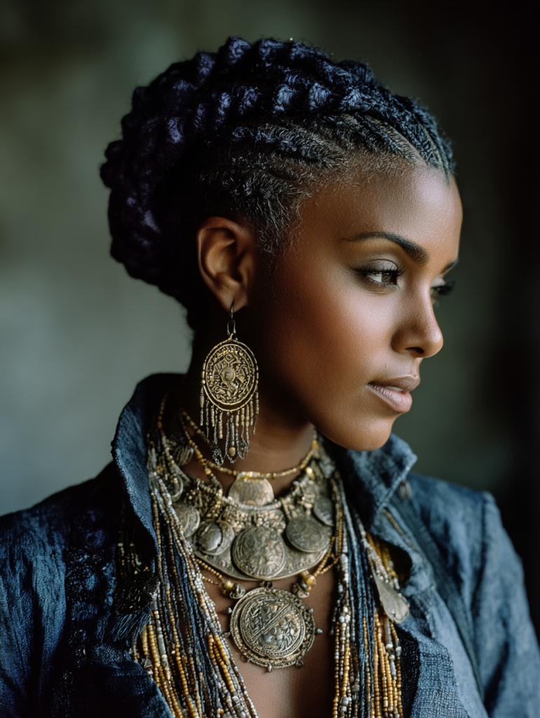 Fulani Natural Hair: Beaded Crown Braid