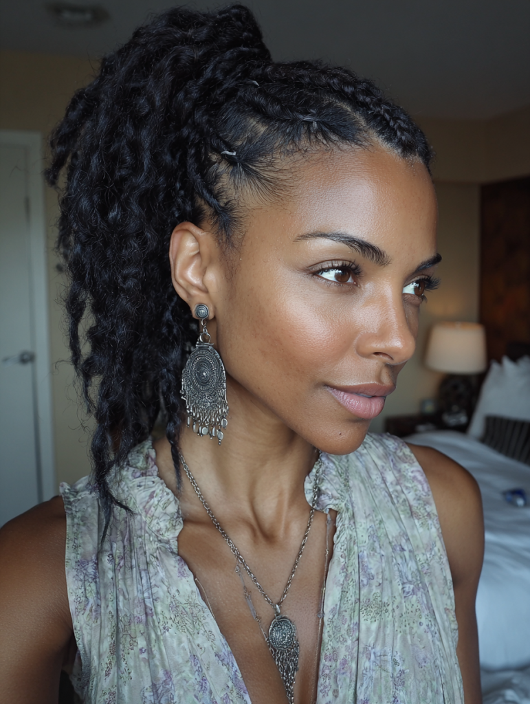 Fulani Natural Hair: High Ponytail with Fulani Braids