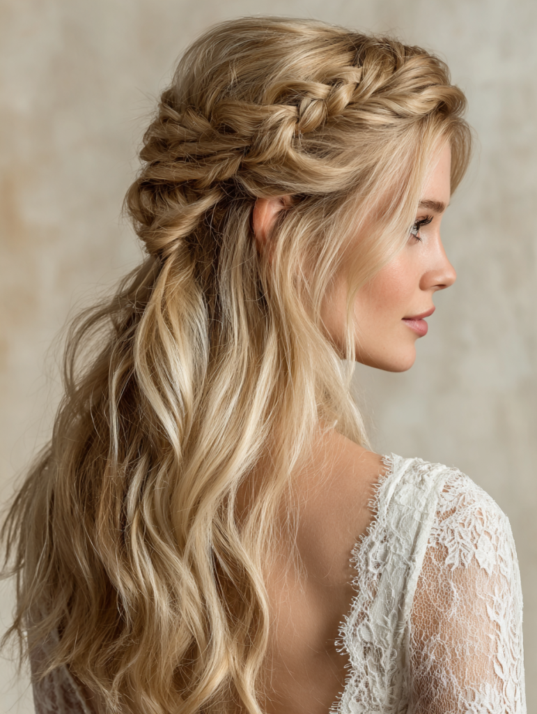 Hair Styles Updos: Half-Up Twisted Crown