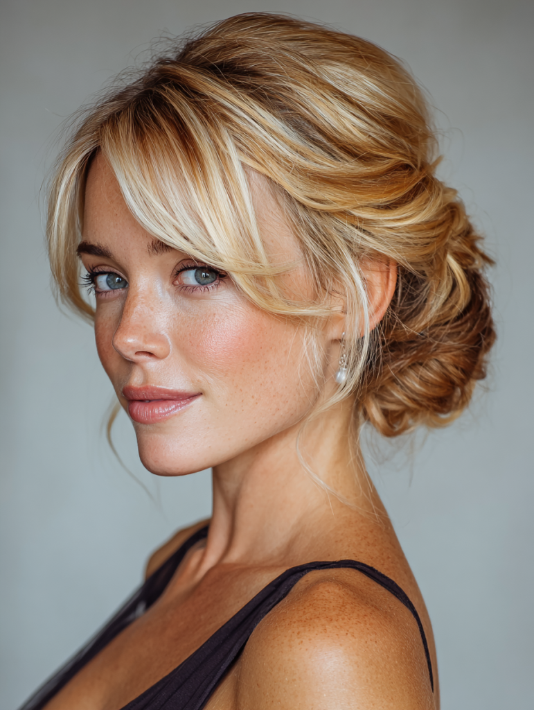 Hair Styles Updos: Low Rolled Updo