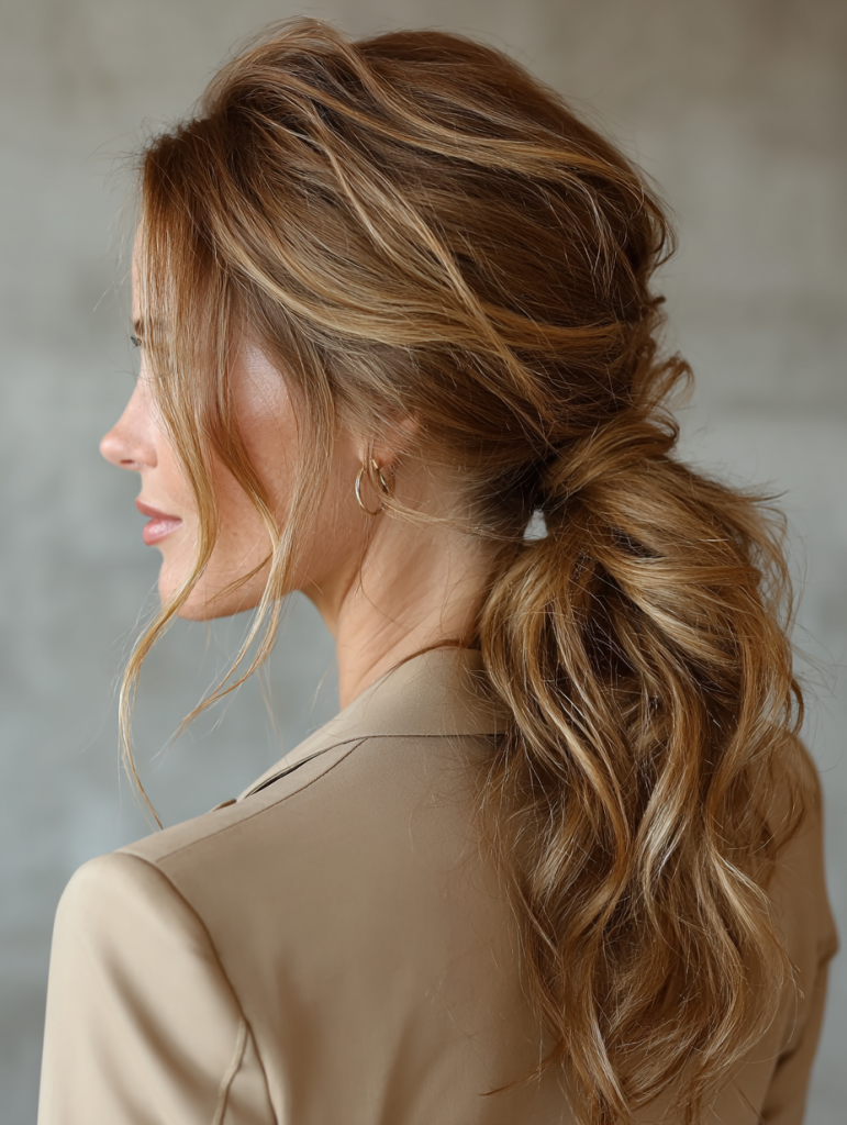 Light Calico Hair: Low Ponytail Calico Elegance