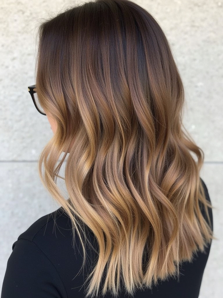 Honey Brown Balayage with Face-Framing Highlights