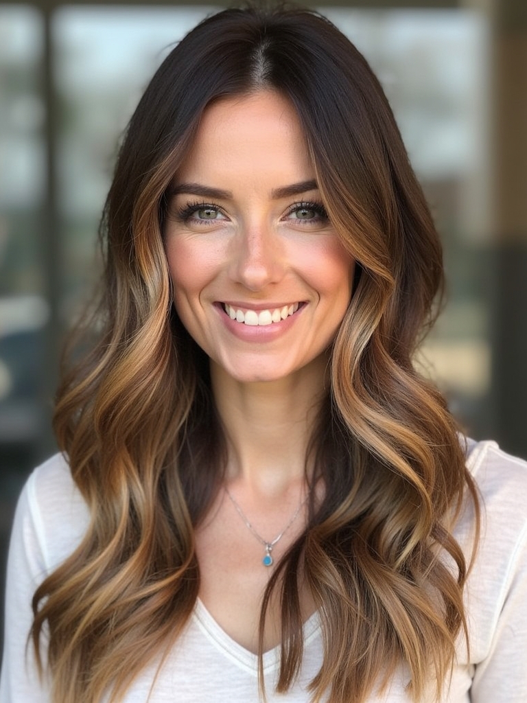 Caramel Balayage with Effortless Waves