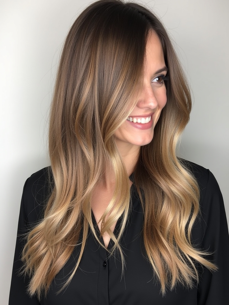 Sleek & Straight Honey Brown Balayage