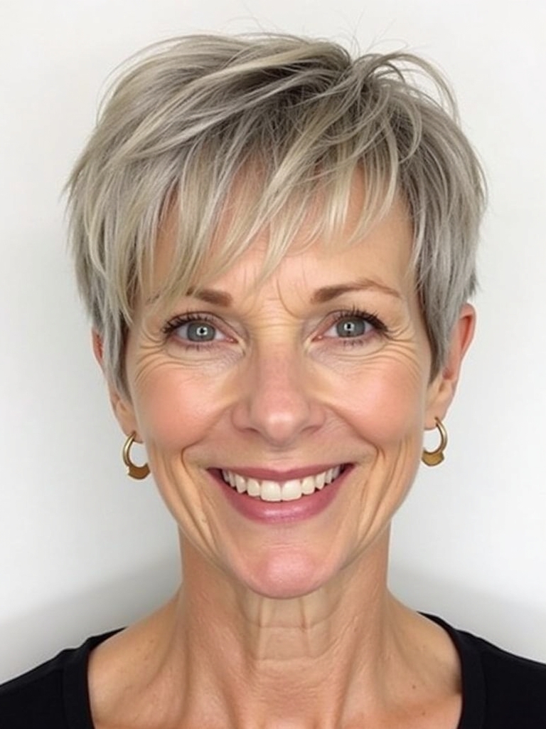 Hairstyles For Thin Fine Hair For Over 60: Choppy Pixie Cut