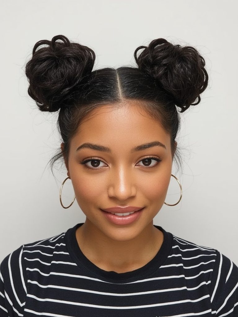 Hair Styles Natural Hair Black: Space Buns