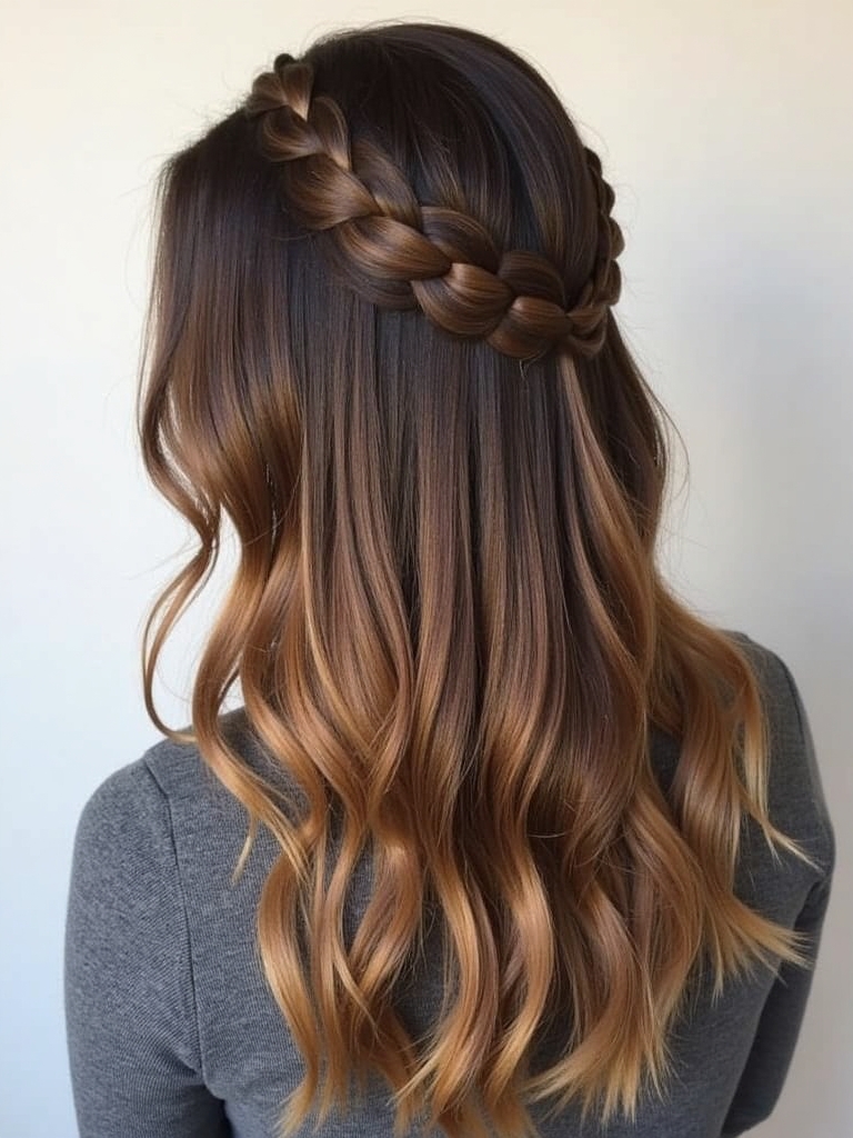 Caramel Balayage with Dutch Braids
