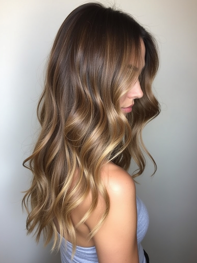Long Layers With Honey Brown Balayage