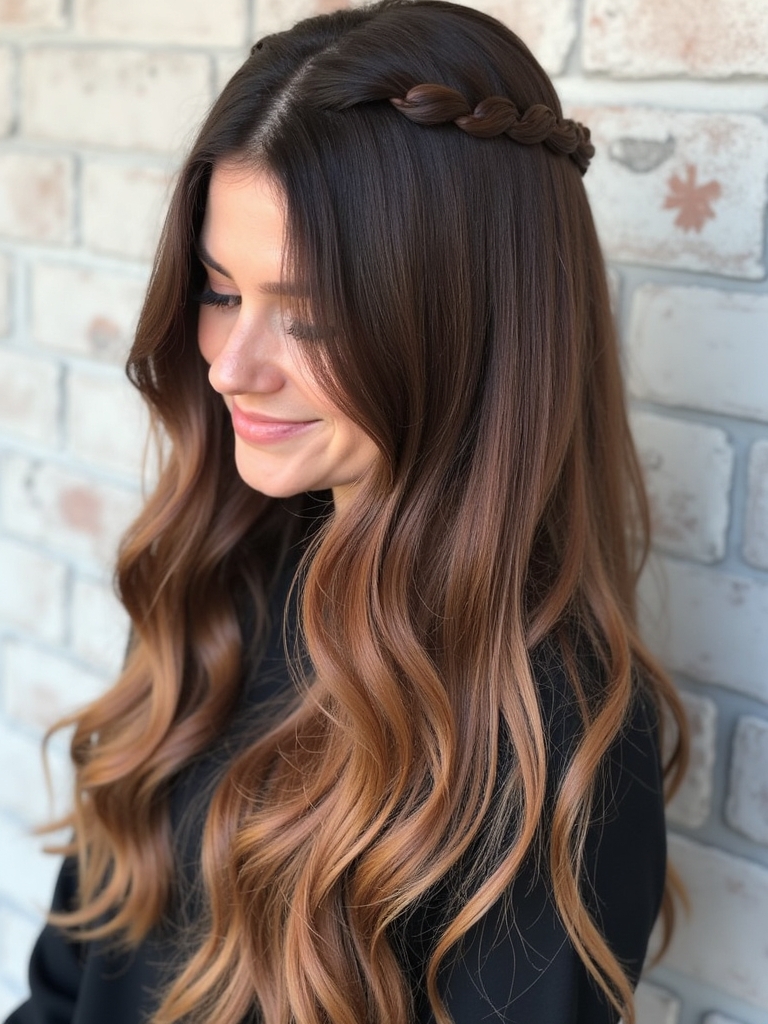 Caramel Balayage with Micro Braids