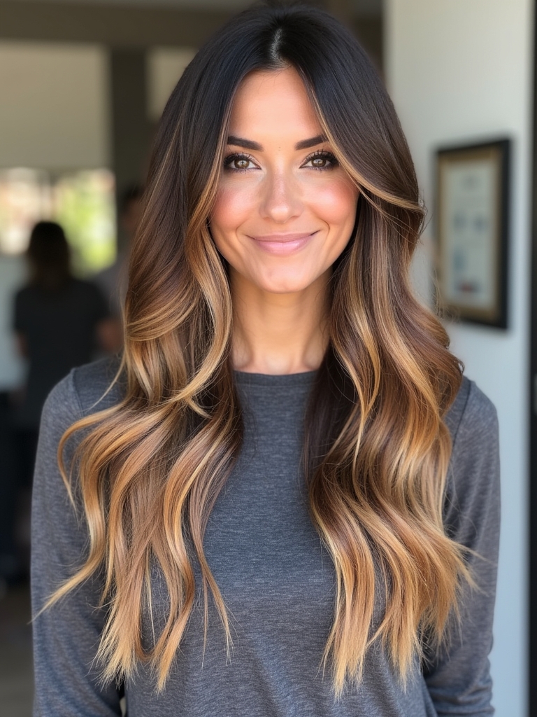 Dark Chocolate to Honey Brown Balayage