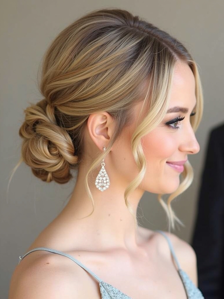 Twisted Low Bun Prom Hairstyle