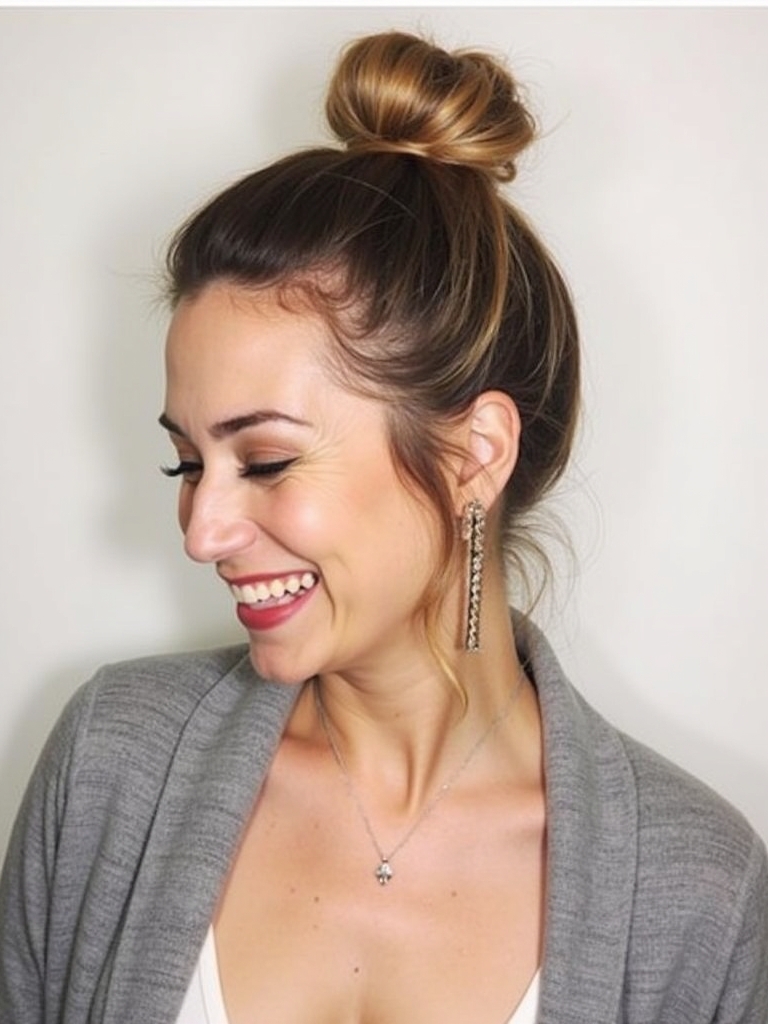 Hairstyles For Thin Fine Hair For Over 60: Top Knot