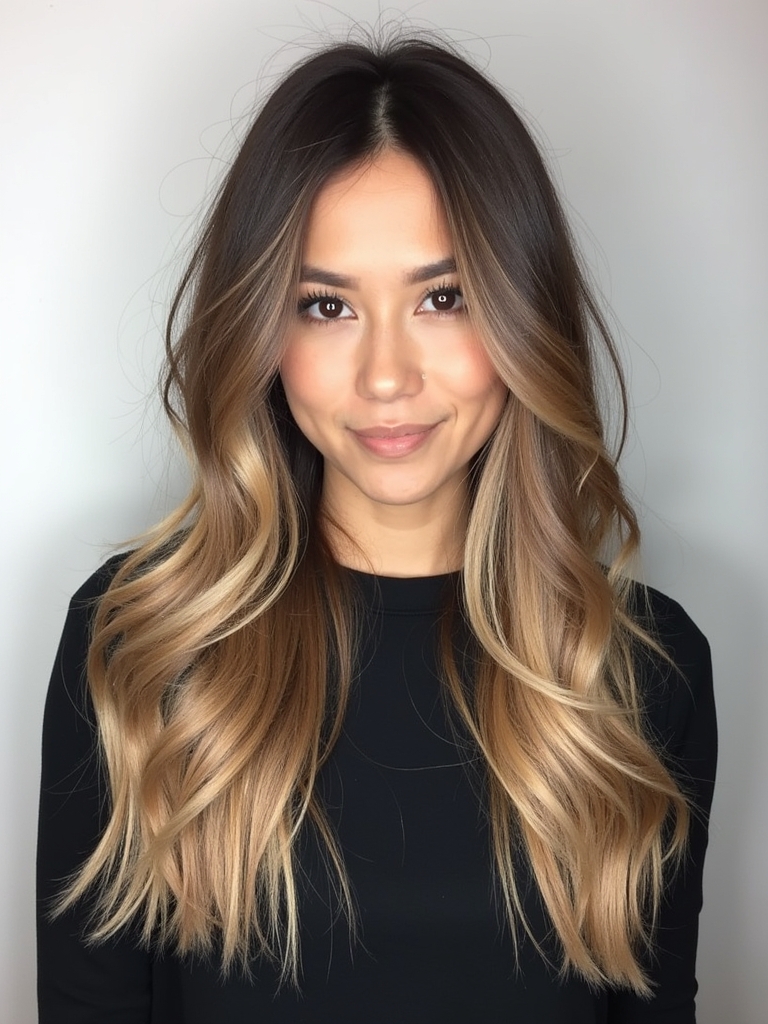 Thick Honey Brown Balayage