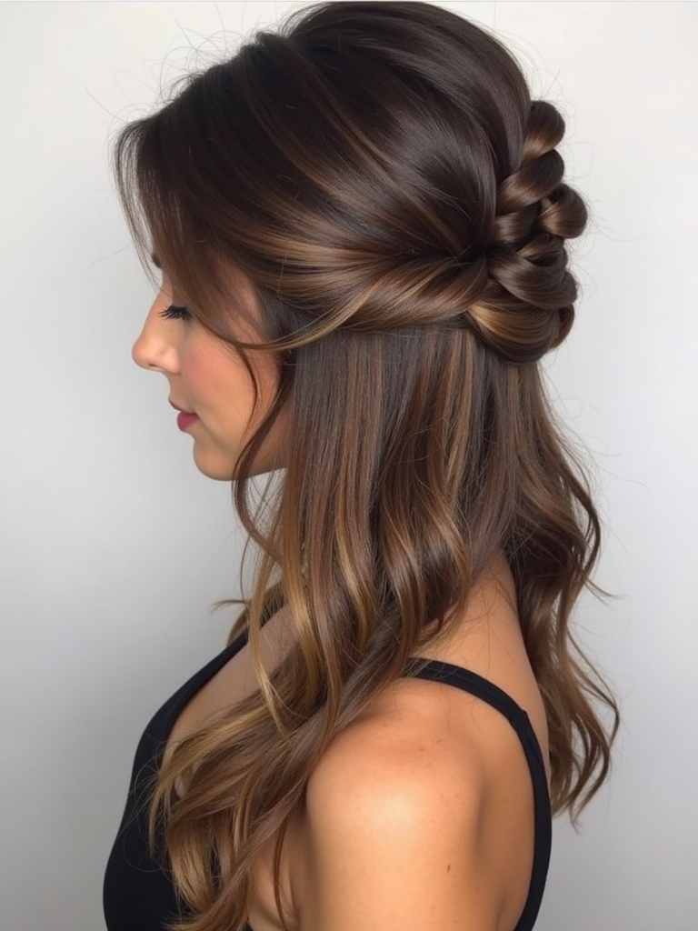 Caramel Balayage with Twisted Half Updo