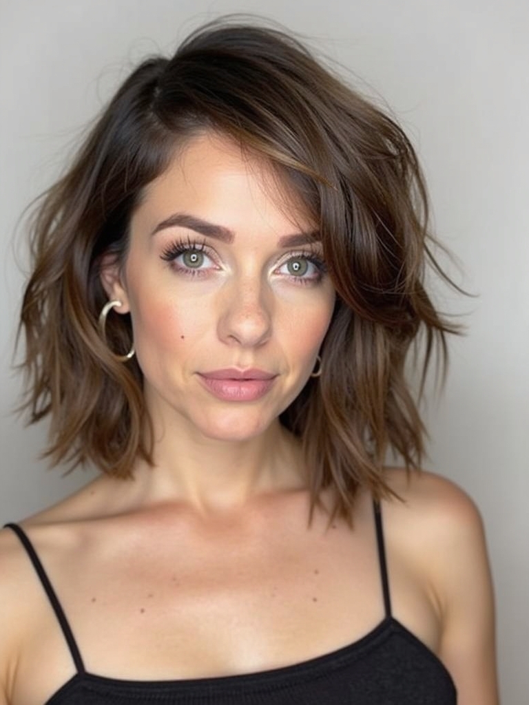 Volume Focused Shoulder Length Haircut for Fine Hair
