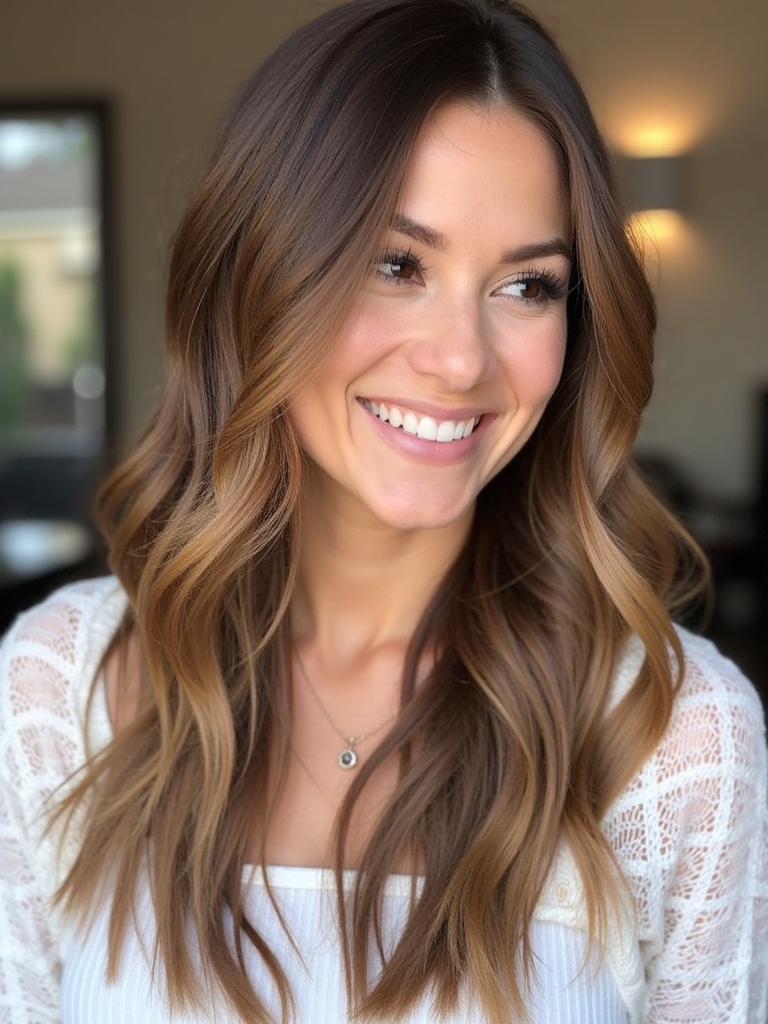 Honey Brown Balayage with Chestnut Highlights