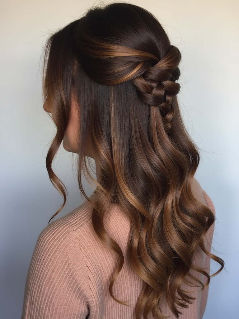 Caramel Balayage with French Braid