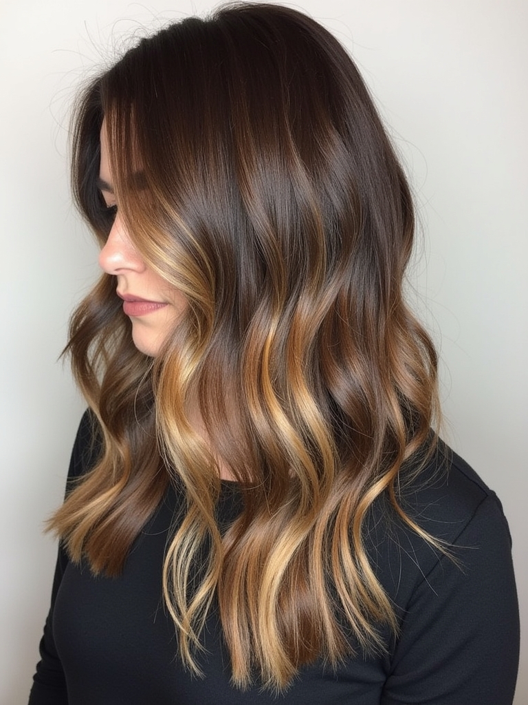 Honey Brown Balayage with Chocolate Lowlights