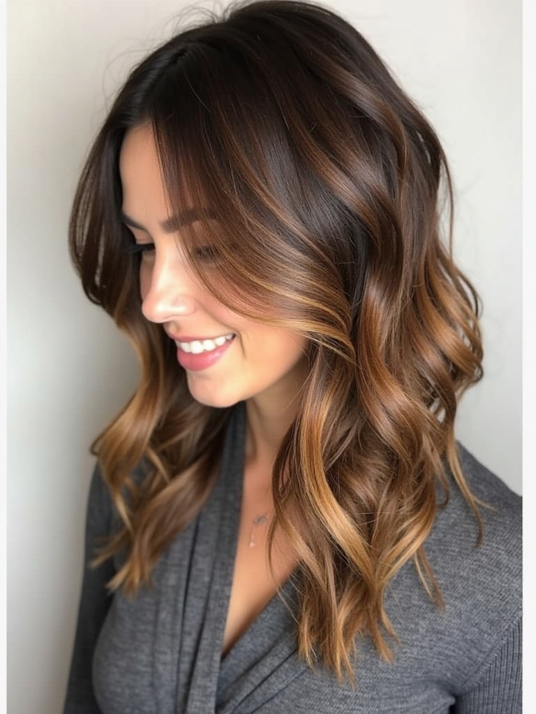 Caramel Highlights on Brown Hair: Edgy Elegance