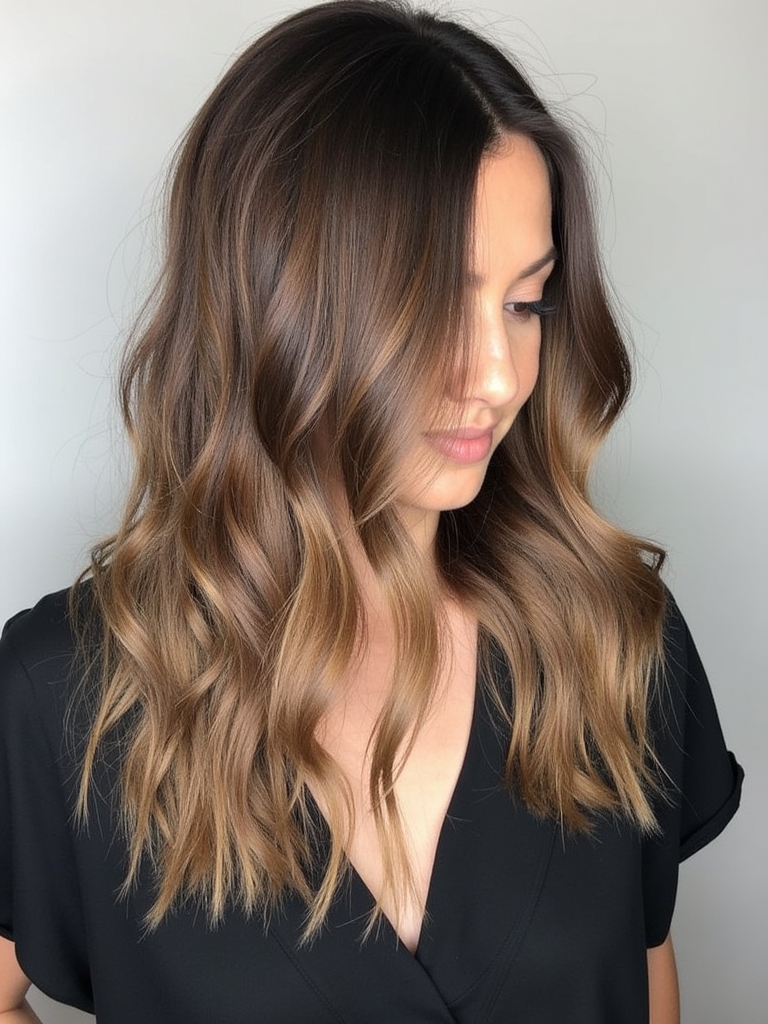 Honey Brown Balayage on Blunt Cut