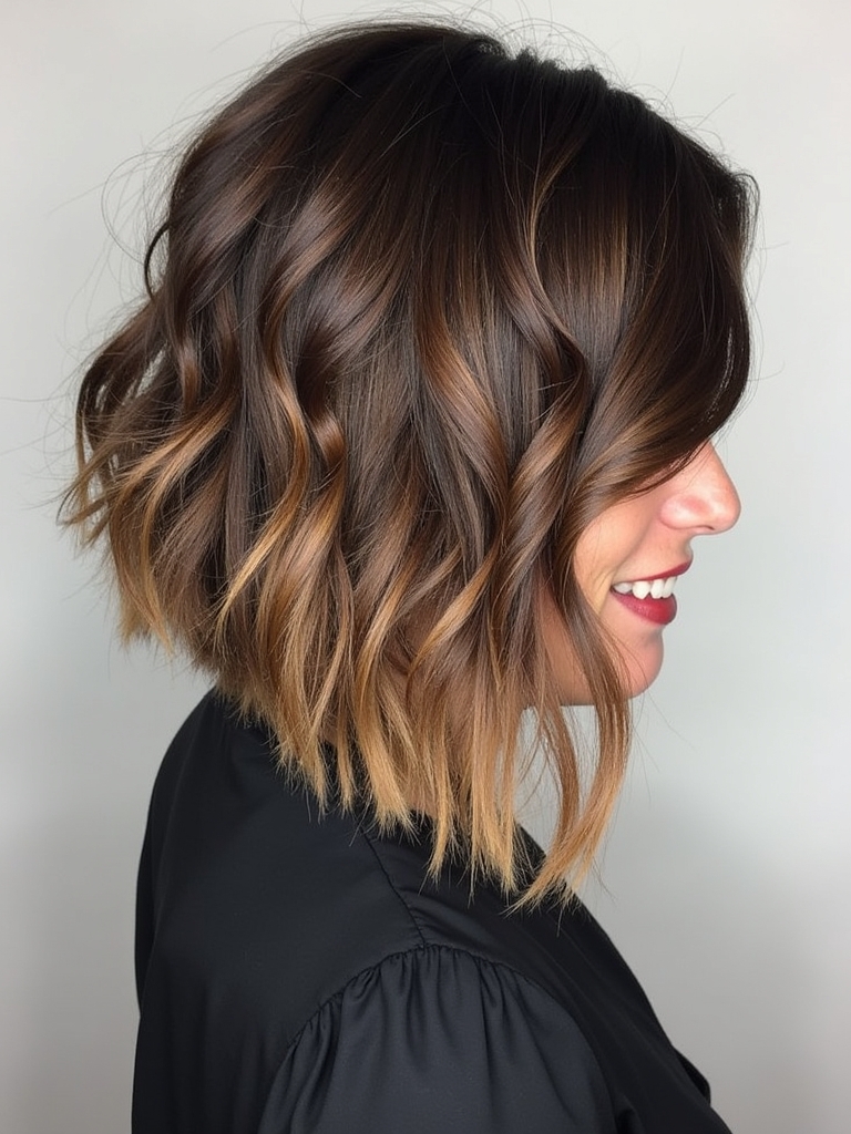 Caramel Balayage with Choppy Bob
