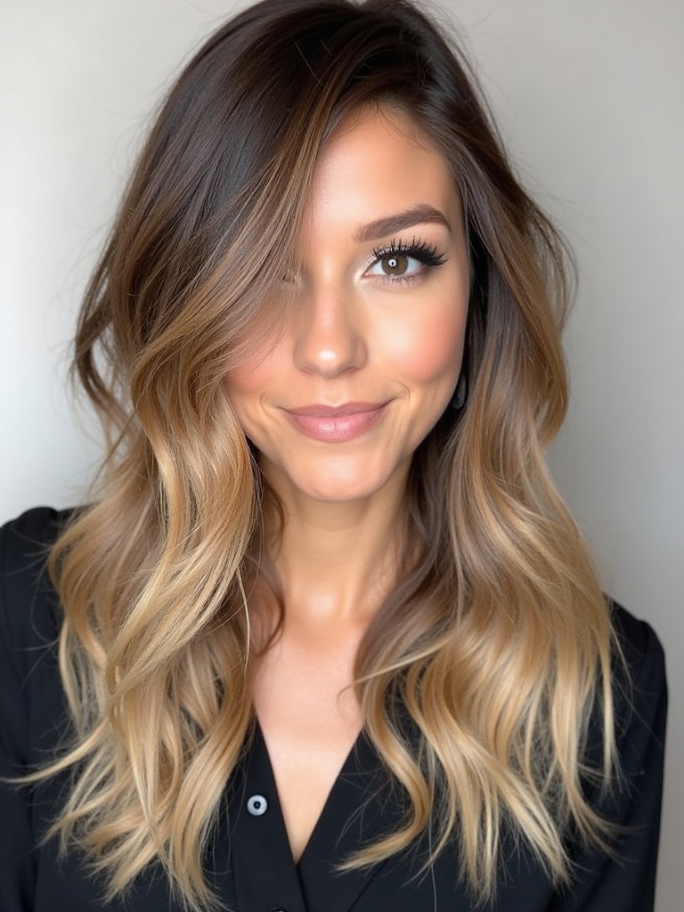 Dark Base to Honey Brown Balayage