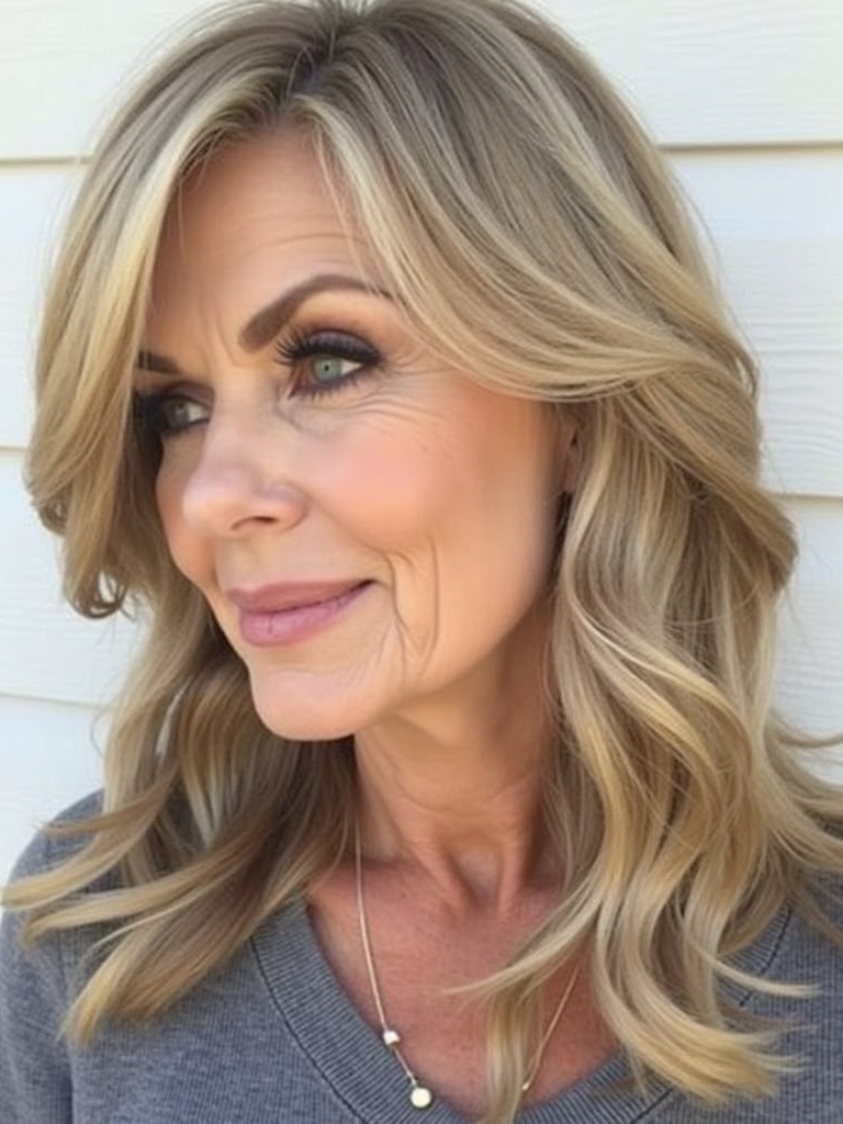 Hairstyles For Thin Fine Hair For Over 60: Soft Waves with Bangs