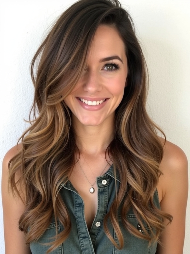 Caramel Highlights on Brown Hair: Bronzed Balayage Beauty