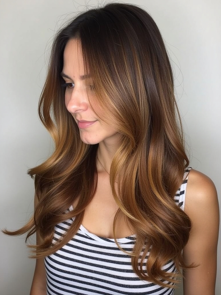 Caramel Highlights on Brown Hair: Sunset Streaks