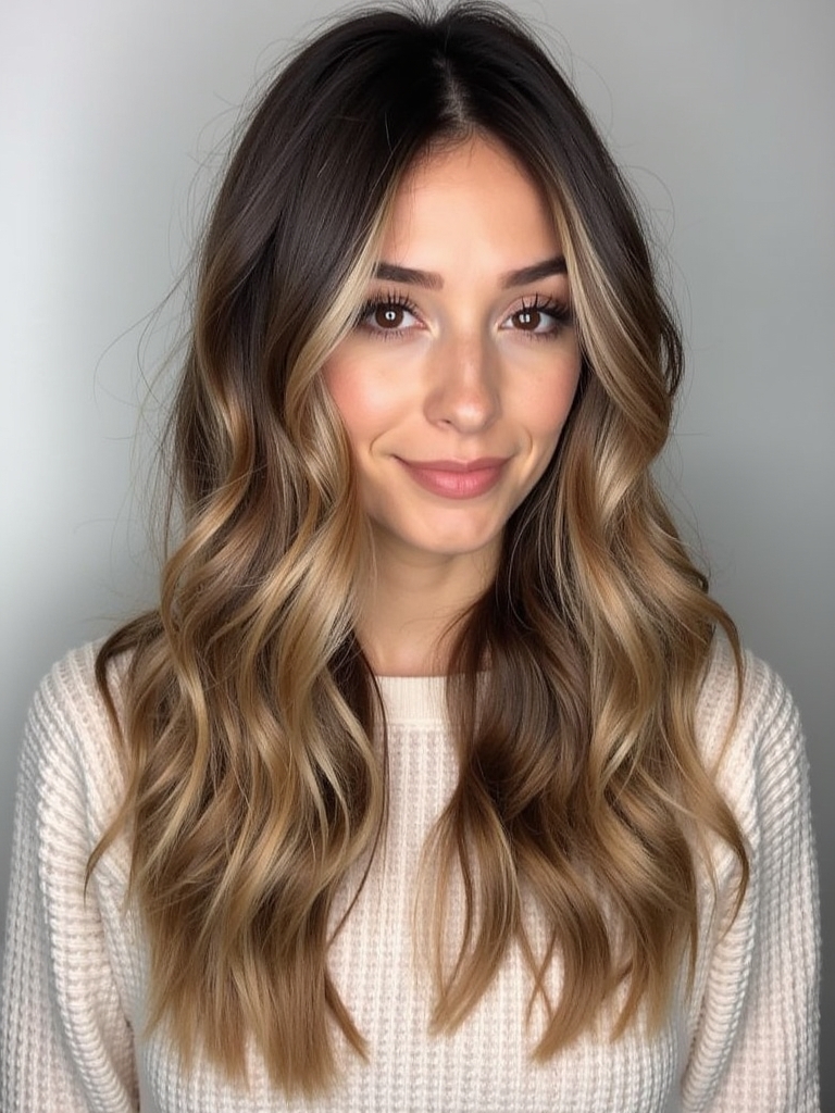 Subtle Honey Brown Balayage on Long Hair