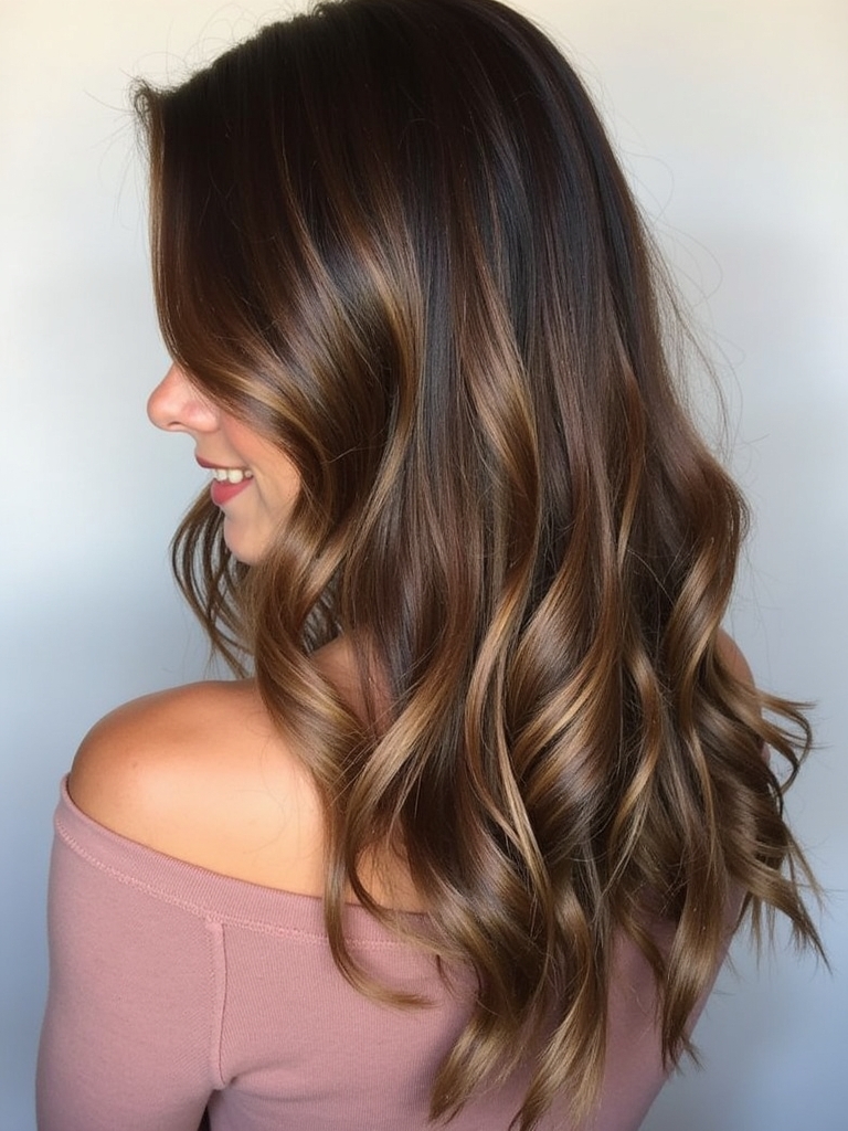 Caramel Balayage with Loose Curls