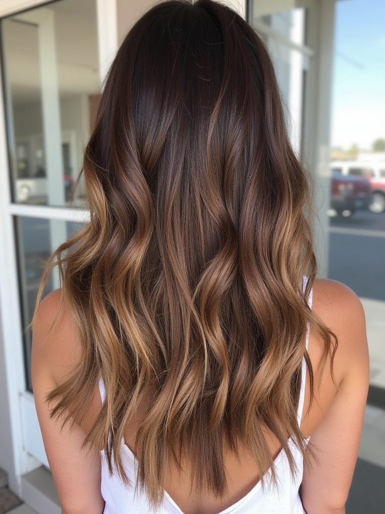 Caramel Balayage with Beach Waves