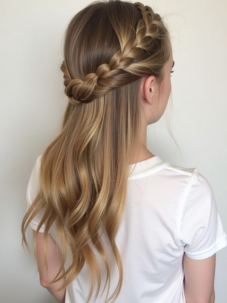 Hairstyles For School: Half-Up French Braid
