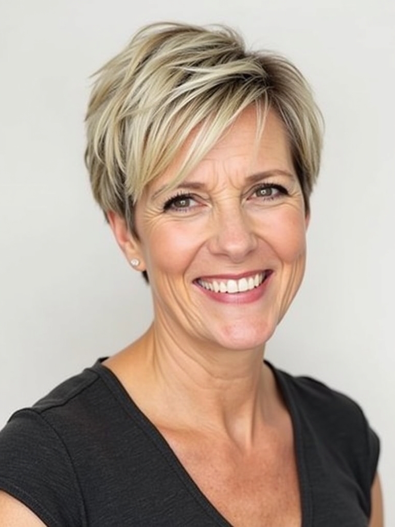Hairstyles For Thin Hair Fine Over 50: Asymmetrical Pixie
