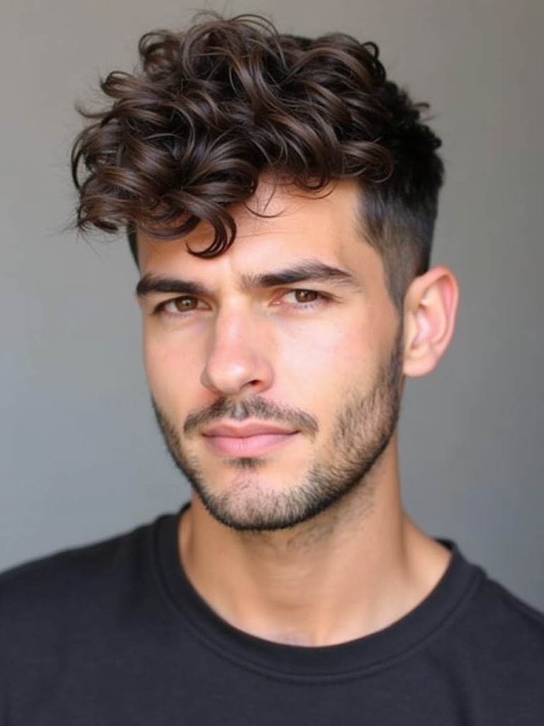 Men's Short Curly Hairstyles: The Messy Top