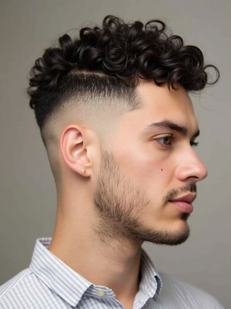 Men's Short Curly Hairstyles: The Low Fade with Curls