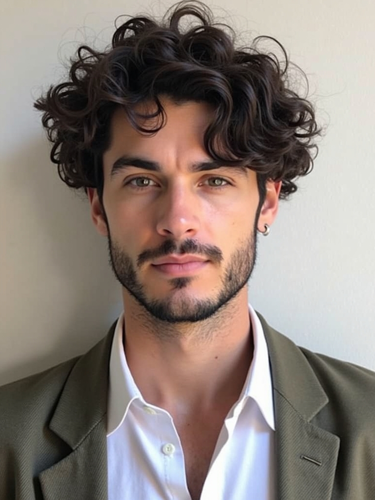 Mens Curly Hair Styles: The Messy Quiff