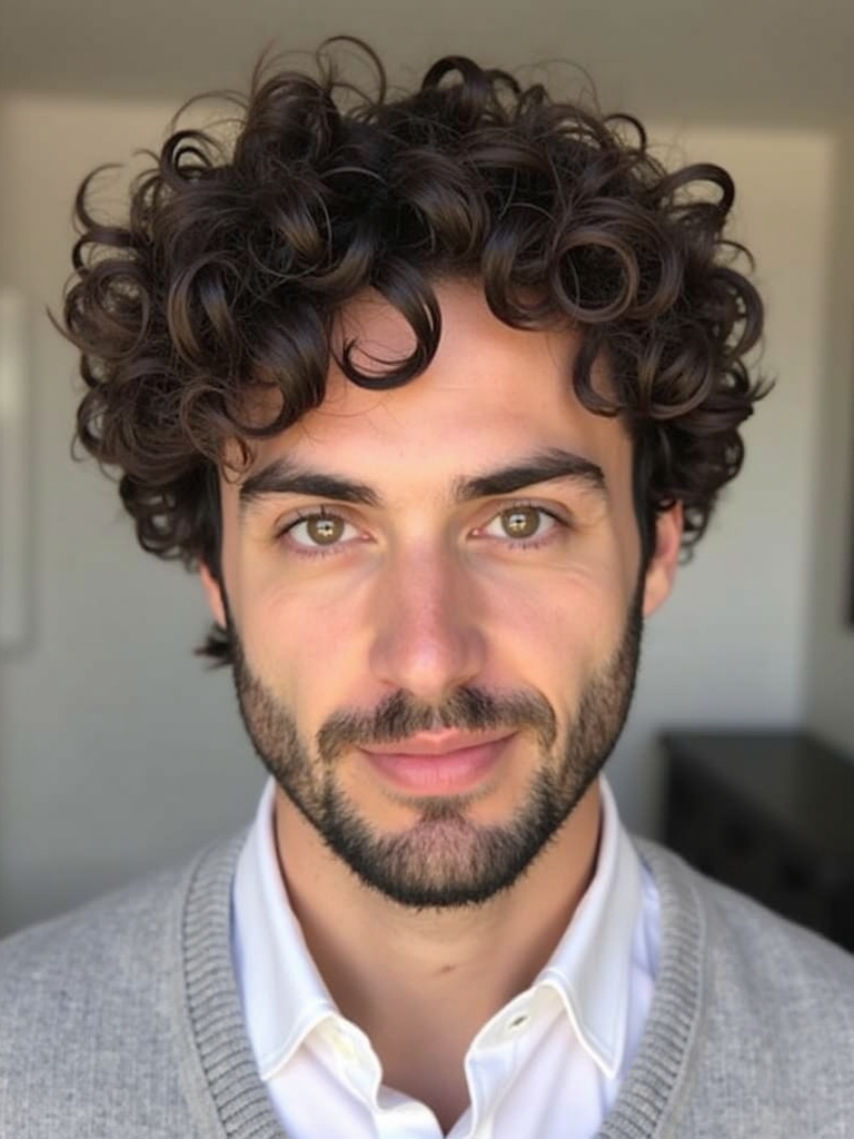 The Medium Length Shag Men's Hairstyle Curly Hair