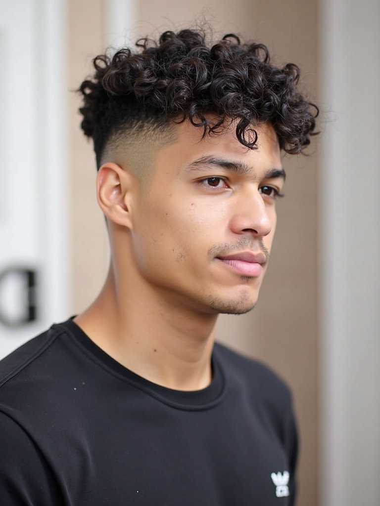 Men's Short Curly Hairstyles: The Side Part with Curls