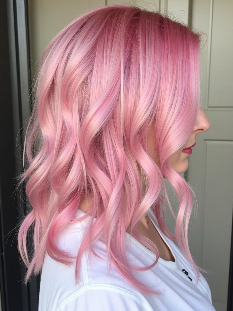 Pink Hair Color Ideas in the Back: Cherry Blossom Burst