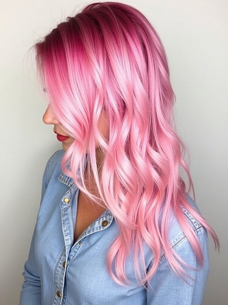 Pink Hair Color Ideas in the Back: Cotton Candy Ombre